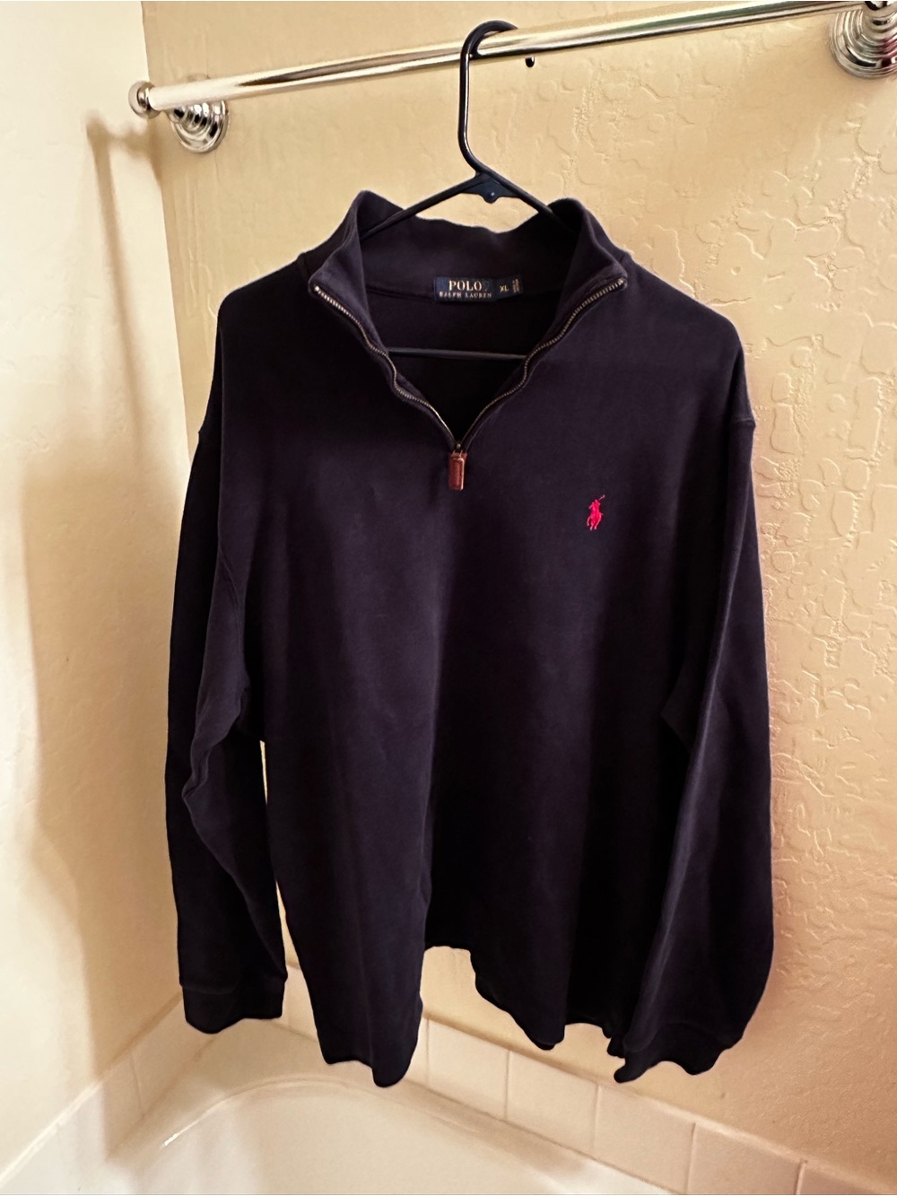 Polo Ralph Lauren Mock Neck 1/4 Zip Pullover 100% Cotton Sweater XL